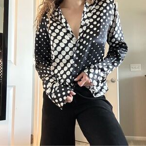 Vintage Paolo Santini 100% Pure Silk Polka Dot Blouse – Size S